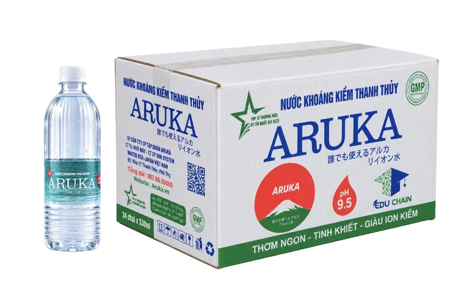Chai nước và thùng 24 chai ARUKA Thanh Thủy